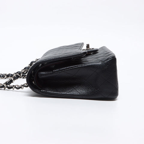 シャネル CHANEL 25番台 キャビアスキン ダブルフラップ マトラッセ 25cm シルバー金具 2018年 ショルダーバッグ ブラック WS13679