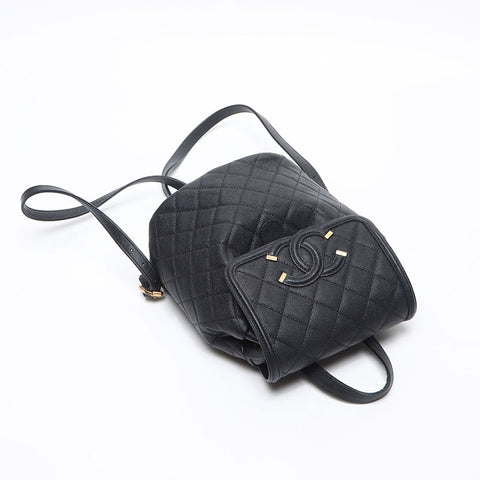 CHANEL No. 28 Caviar Skin COCO Mark Mini 2019 Backpack Daypack black W – NUIR VINTAGE