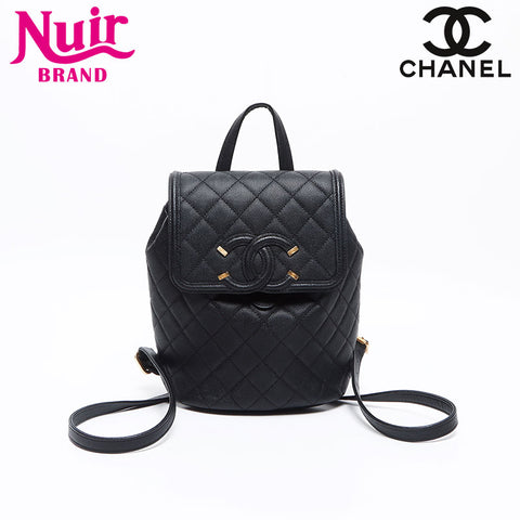 CHANEL No. 28 Caviar Skin COCO Mark Mini 2019 Backpack Â· Daypack black WS13680
