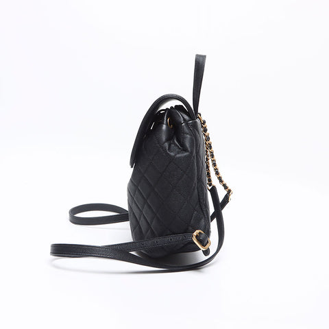 シャネル CHANEL 28番台 キャビアスキン ココマーク ミニ 2019年 リュック・デイパック ブラック WS13680
