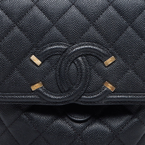 シャネル CHANEL 28番台 キャビアスキン ココマーク ミニ 2019年 リュック・デイパック ブラック WS13680