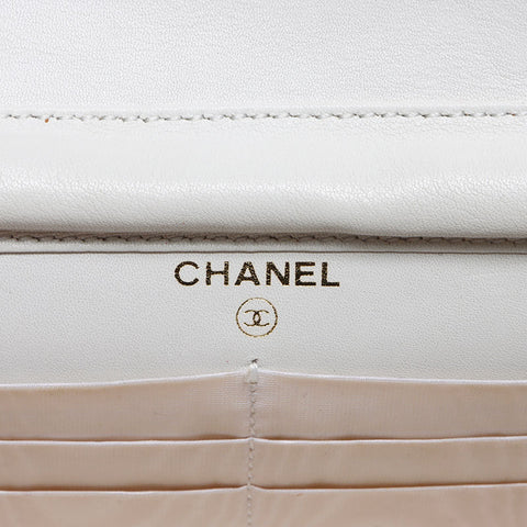 シャネル CHANEL 5番台 キャビアスキン チェーン ウォレット 1997-1999 ショルダーバッグ ホワイト WS13681