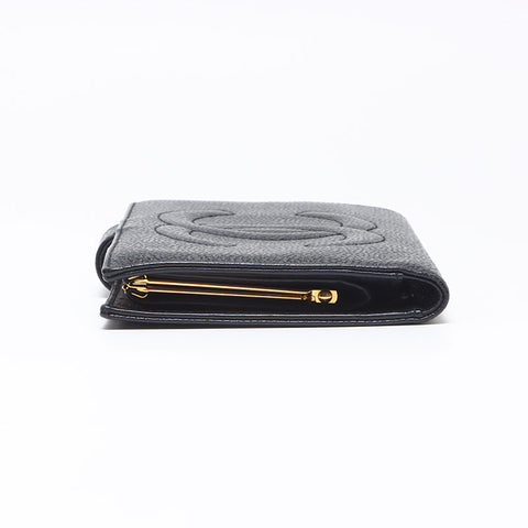 シャネル CHANEL ココマーク キャビアスキン 3番台 1994-1996 長財布 ブラック WS13683