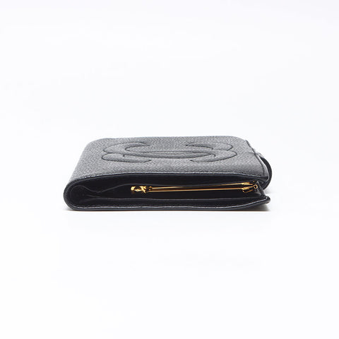シャネル CHANEL ココマーク キャビアスキン 3番台 1994-1996 長財布 ブラック WS13683