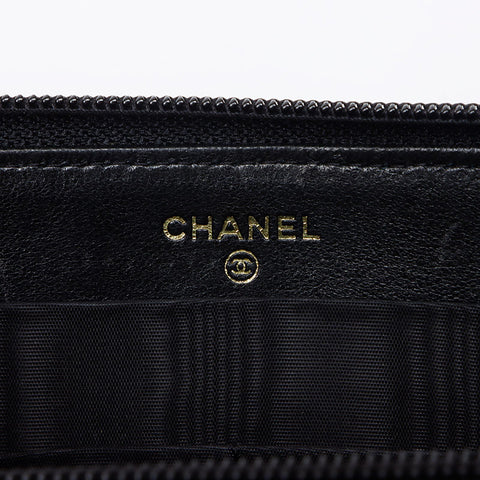 シャネル CHANEL ココマーク キャビアスキン 10番台 2005-2006 ラウンド ジップ 長財布 ブラック WS13684
