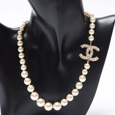 シャネル CHANEL B23C 2023 ココマーク パーツ ネックレス ホワイト WS13689
