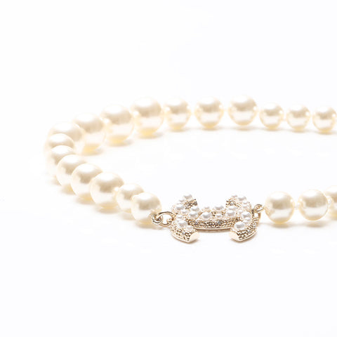 シャネル CHANEL B23C 2023 ココマーク パーツ ネックレス ホワイト WS13689