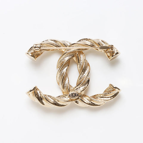 CHANEL B24 COCO Mark Rhinestone Pink Brooch gold WS13692