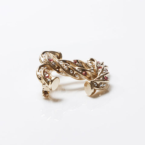 CHANEL B24 COCO Mark Rhinestone Pink Brooch gold WS13692