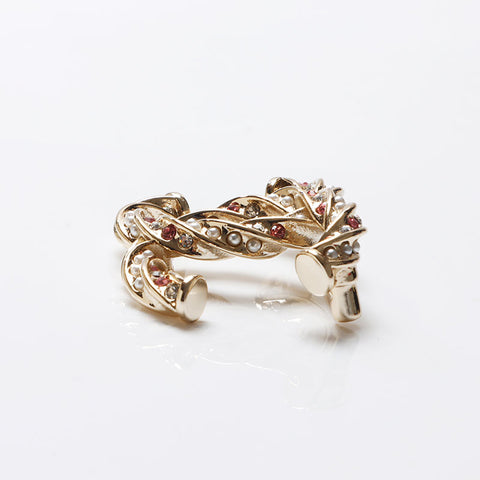 CHANEL B24 COCO Mark Rhinestone Pink Brooch gold WS13692