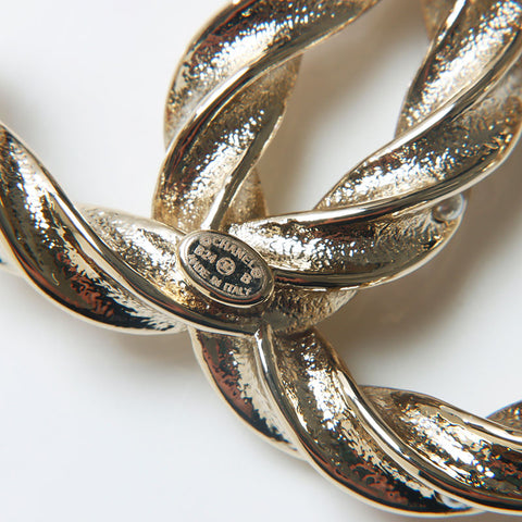 CHANEL B24 COCO Mark Rhinestone Pink Brooch gold WS13692