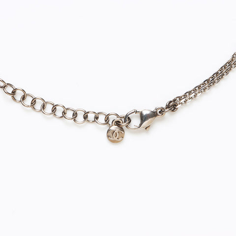 シャネル CHANEL 08P 2008 ココマーク 星 ラインストーン ロング 3連 ネックレス シルバー WS13693