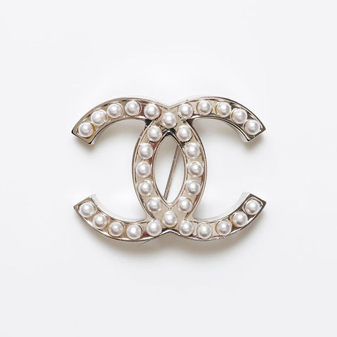 シャネル CHANEL ココマーク パール 05V 2005 ブローチ シルバー ホワイト WS13697
