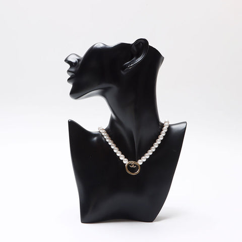 CHANEL B24C 2024 COCO Mark Pearl Necklace Gold white WS13701