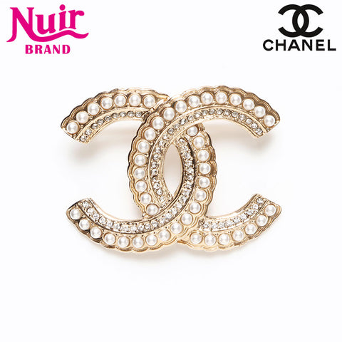 極美品 シャネル CHANEL B20S 2020 ココマーク パール ブローチ  ゴールド ホワイト WS13703