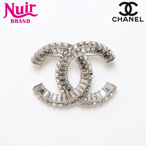 CHANEL B23V COCO Mark Rhinestone Brooch Silver WS13704