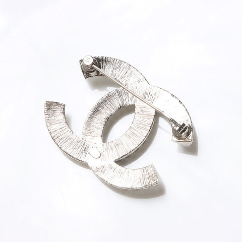 CHANEL B23V COCO Mark Rhinestone Brooch Silver WS13704