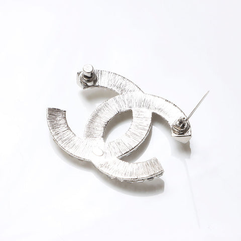CHANEL B23V COCO Mark Rhinestone Brooch Silver WS13704