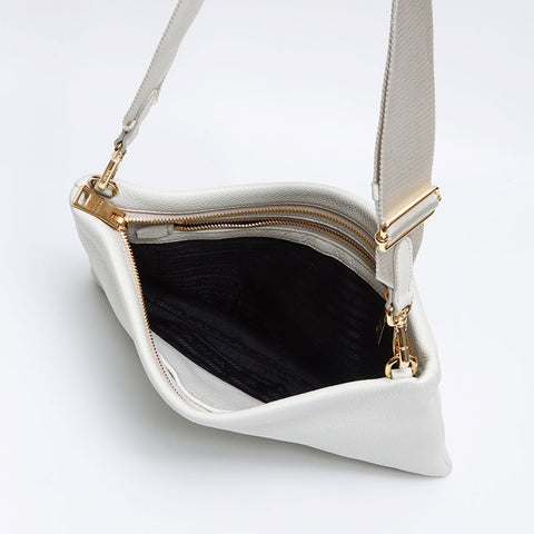 プラダ PRADA ロゴ レザー ショルダーバッグ ホワイト WS13706