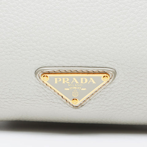 プラダ PRADA ロゴ レザー ショルダーバッグ ホワイト WS13706
