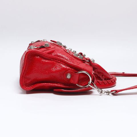 BALENCIAGA Giant Mini City Leather 2WAY Shoulder Bag Red WS13707
