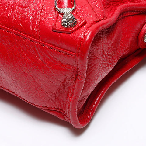 BALENCIAGA Giant Mini City Leather 2WAY Shoulder Bag Red WS13707