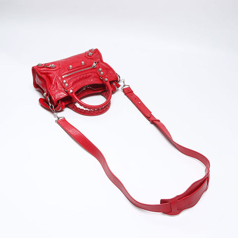 BALENCIAGA Giant Mini City Leather 2WAY Shoulder Bag Red WS13707
