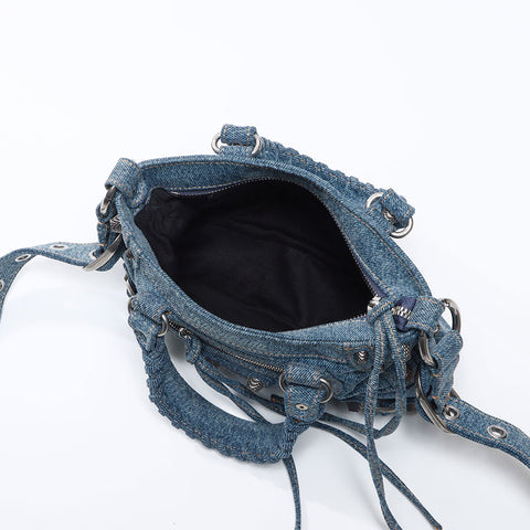 バレンシアガ BALENCIAGA ル カゴール XS デニム ジャイアント ショルダーバッグ ネイビー WS13709