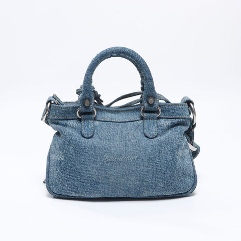 バレンシアガ BALENCIAGA ル カゴール XS デニム ジャイアント ショルダーバッグ ネイビー WS13709