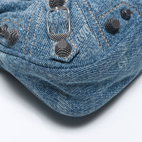 BALENCIAGA Le Cagoule XS Denim Giant Shoulder Bag Navy WS13709