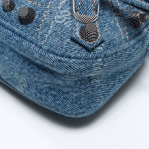 バレンシアガ BALENCIAGA ル カゴール XS デニム ジャイアント ショルダーバッグ ネイビー WS13709