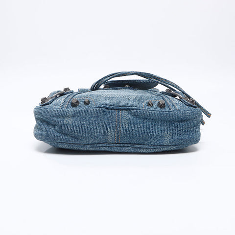 バレンシアガ BALENCIAGA ル カゴール XS デニム ジャイアント ショルダーバッグ ネイビー WS13709