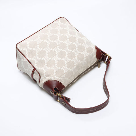 セリーヌ CELINE マカダム キャンバス ショルダーバッグ ベージュ WS13711