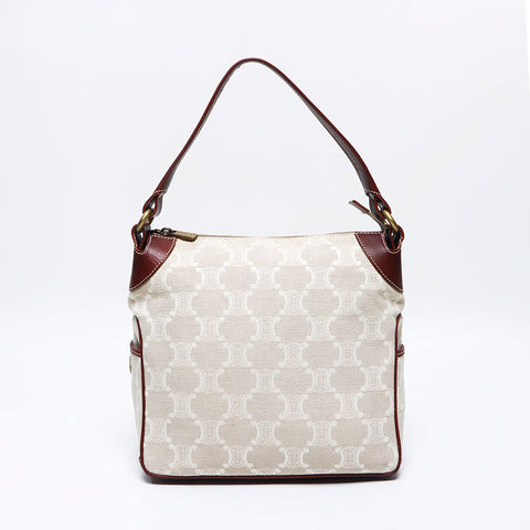 セリーヌ CELINE マカダム キャンバス ショルダーバッグ ベージュ WS13711