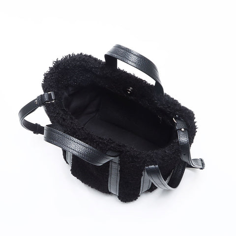 BALENCIAGA Everyday Bucket Boa North South Shoulder Bag black WS13714