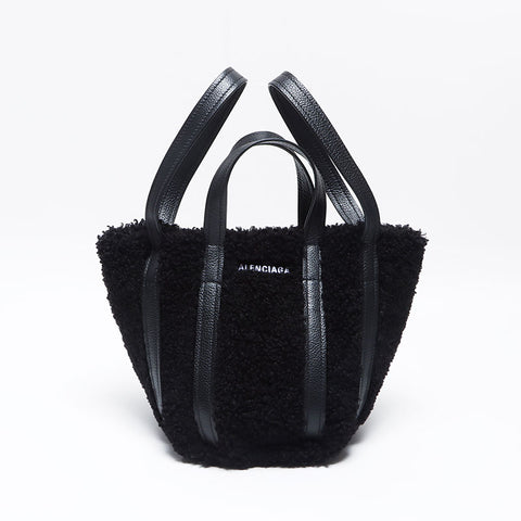 BALENCIAGA Everyday Bucket Boa North South Shoulder Bag black WS13714