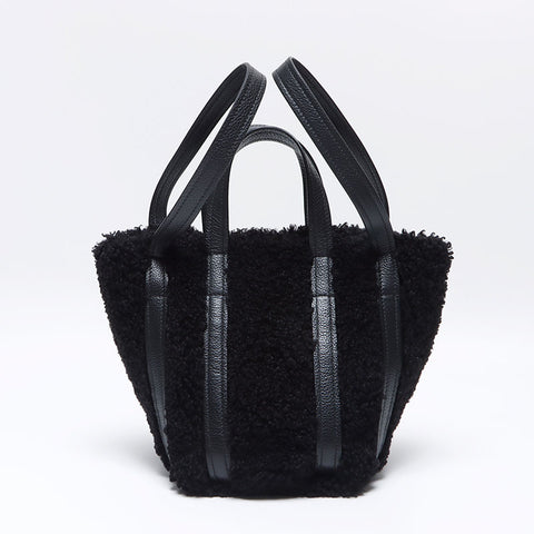 BALENCIAGA Everyday Bucket Boa North South Shoulder Bag black WS13714