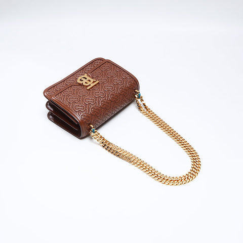 バーバリー BURBERRY TB モノグラム レザー ショルダーバッグ ブラウン WS13717