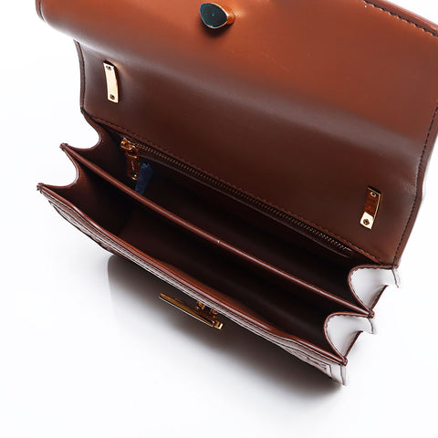 BURBERRY TB Monogram Leather Shoulder Bag Brown WS13717