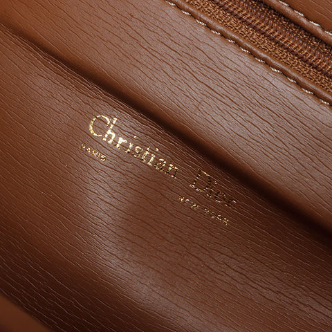 クリスチャンディオール Christian Dior レザー ロゴ ハンドバッグ ブラウン WS13719