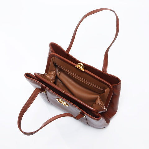 クリスチャンディオール Christian Dior レザー ロゴ ハンドバッグ ブラウン WS13719