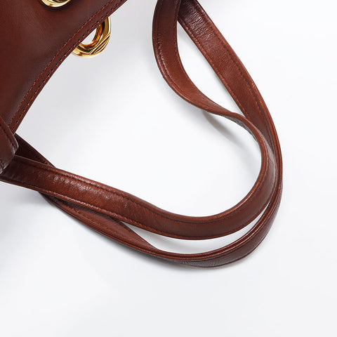 クリスチャンディオール Christian Dior レザー ロゴ ハンドバッグ ブラウン WS13719