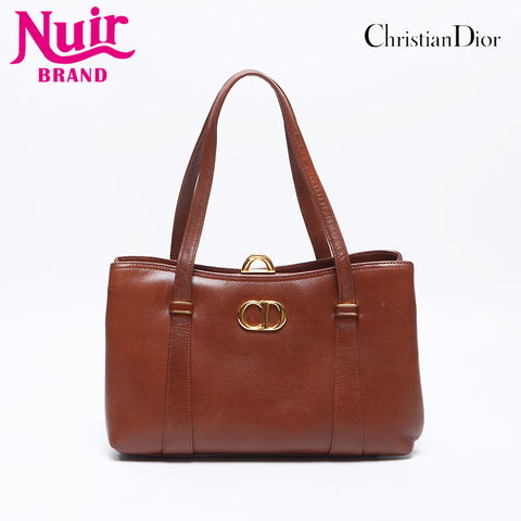 クリスチャンディオール Christian Dior レザー ロゴ ハンドバッグ ブラウン WS13719