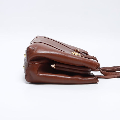 クリスチャンディオール Christian Dior レザー ロゴ ハンドバッグ ブラウン WS13719