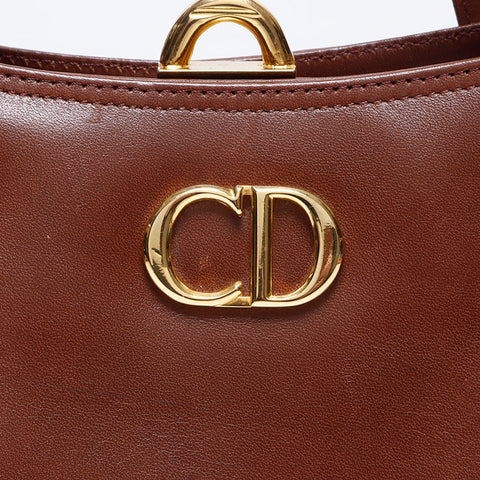 クリスチャンディオール Christian Dior レザー ロゴ ハンドバッグ ブラウン WS13719