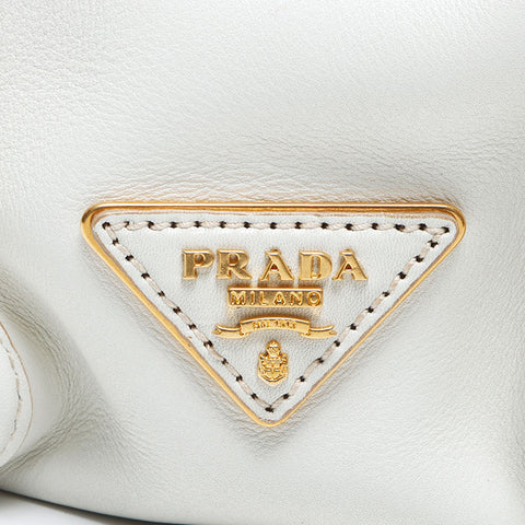 プラダ PRADA レザー 2way ロゴ ハンドバッグ ホワイト WS13720