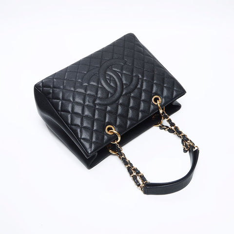 シャネル CHANEL 19番台 2014 キャビアスキン GST トートバッグ ブラック WS13721