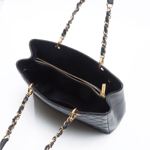 シャネル CHANEL 19番台 2014 キャビアスキン GST トートバッグ ブラック WS13721