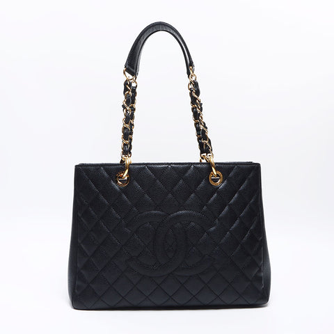 シャネル CHANEL 19番台 2014 キャビアスキン GST トートバッグ ブラック WS13721
