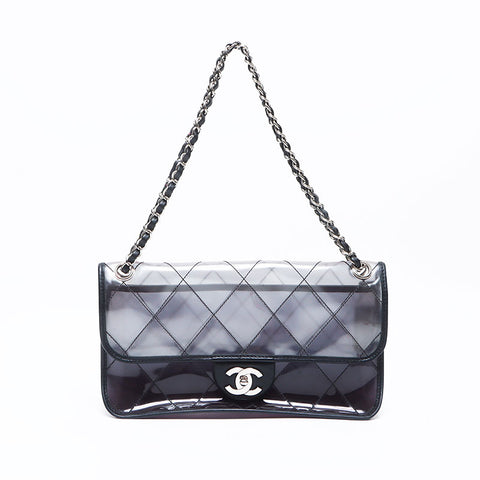 シャネル CHANEL クリア チェーン ビニール フラップ 11番台 2006-2008 ショルダーバッグ ブラック WS13722
